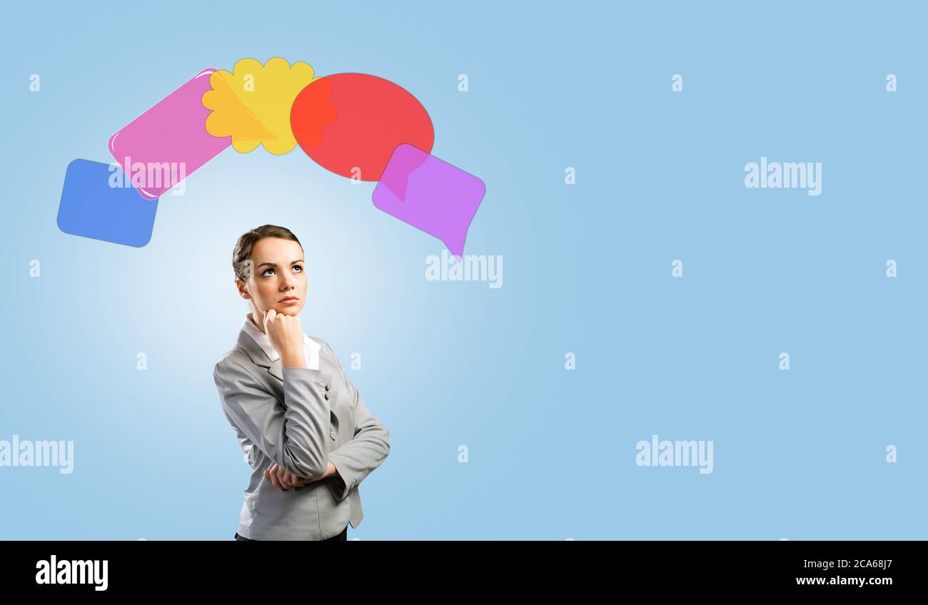 Woman thinking about something Stock Photo - Alamy