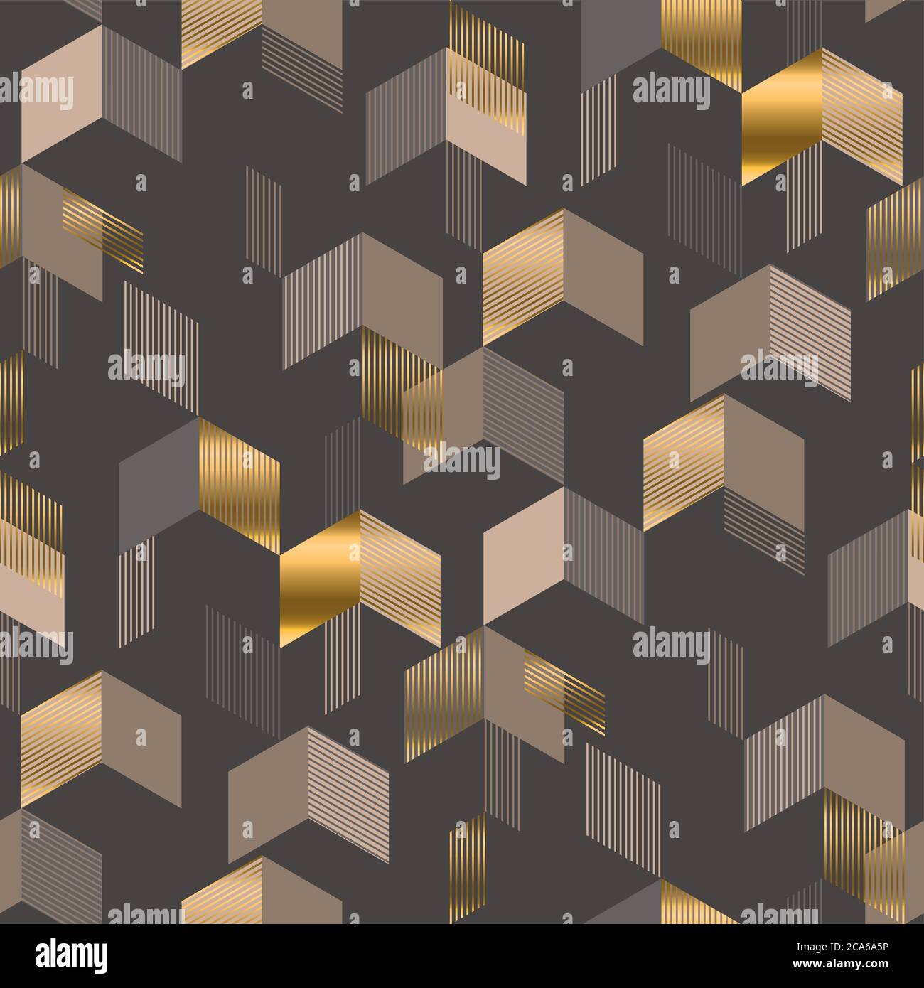 Dynamic luxury gold and beige abstract seamless pattern for background, fabric, textile, wrap, surface, web and print design. Decorative arrow geometr Stock Vector