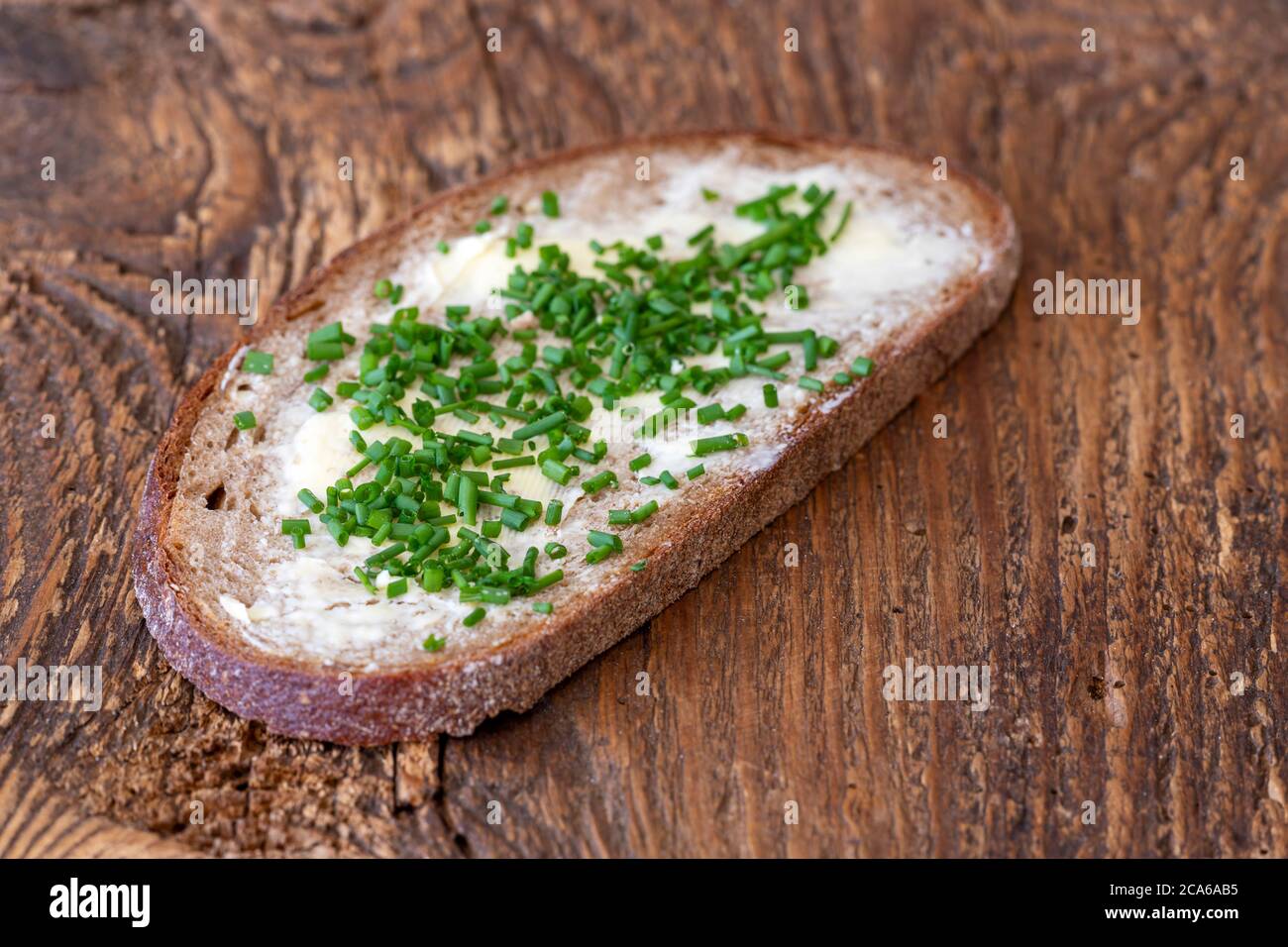 Buttered Bread With Fresh Chives Stock Photo Alamy Buttered Bread With Fresh Chives Stock Photo Alamy