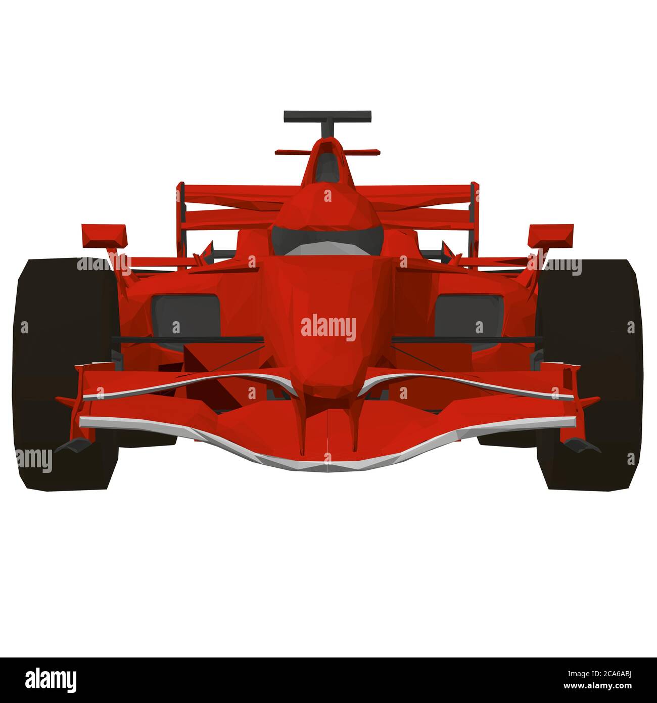 Low poly red racing car. Front view. 3D. Vector illustration. Stock Vector