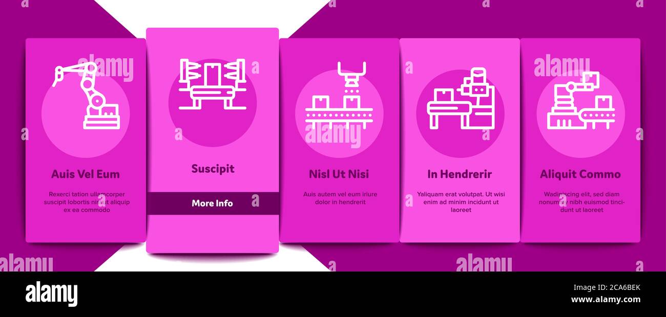 Manufacturing Process Onboarding Elements Icons Set Vector Stock Vector