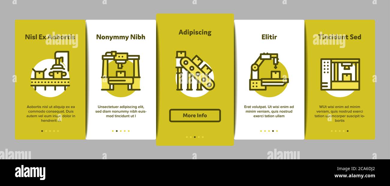 Manufacturing Process Onboarding Elements Icons Set Vector Stock Vector