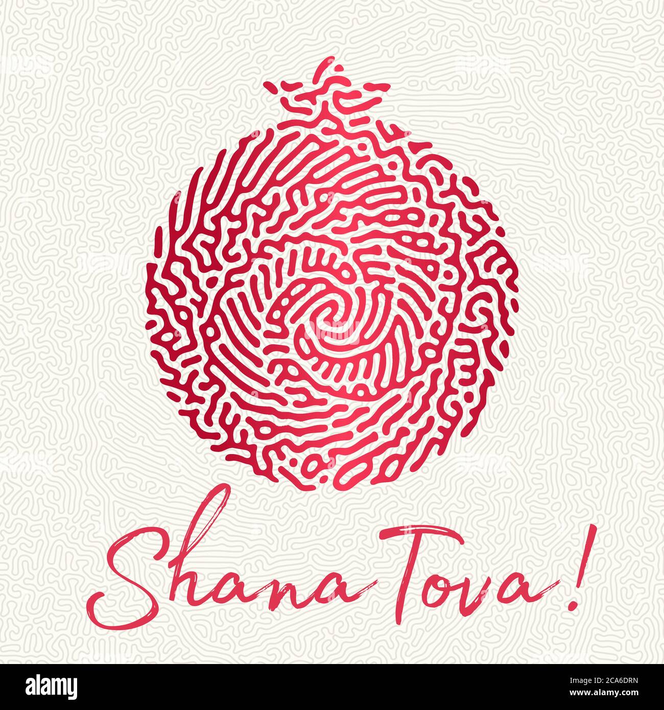 Rosh Hashanah Hashana greeting card, Jewish New Year. Shana tova on Hebrew, Have a good year. Patterned pomegranate icon vector illustration. Ripe gar Stock Vector