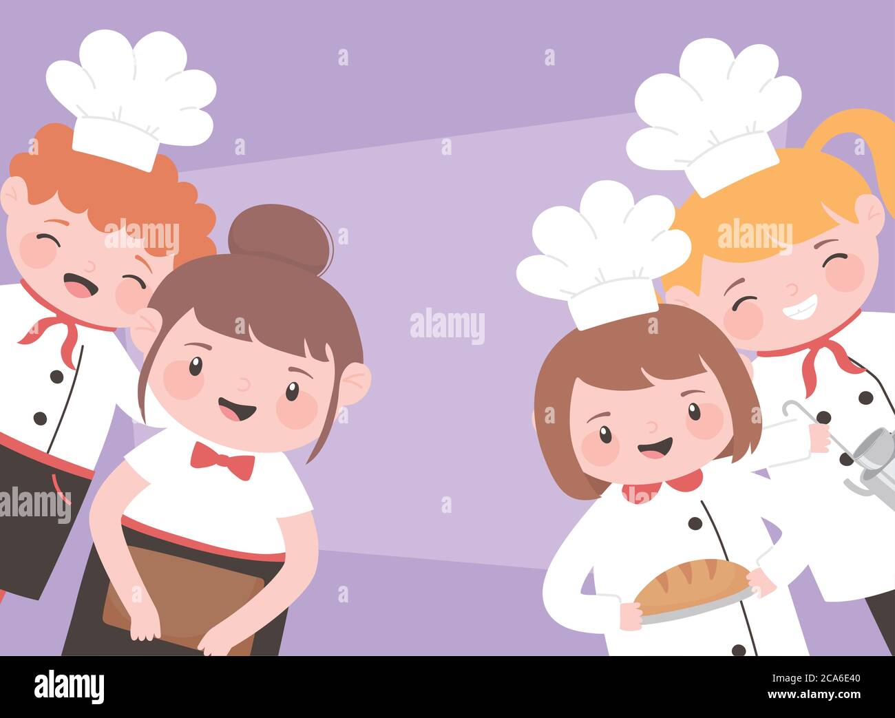 chefs cartoon character boys and girls preparation food vector ...