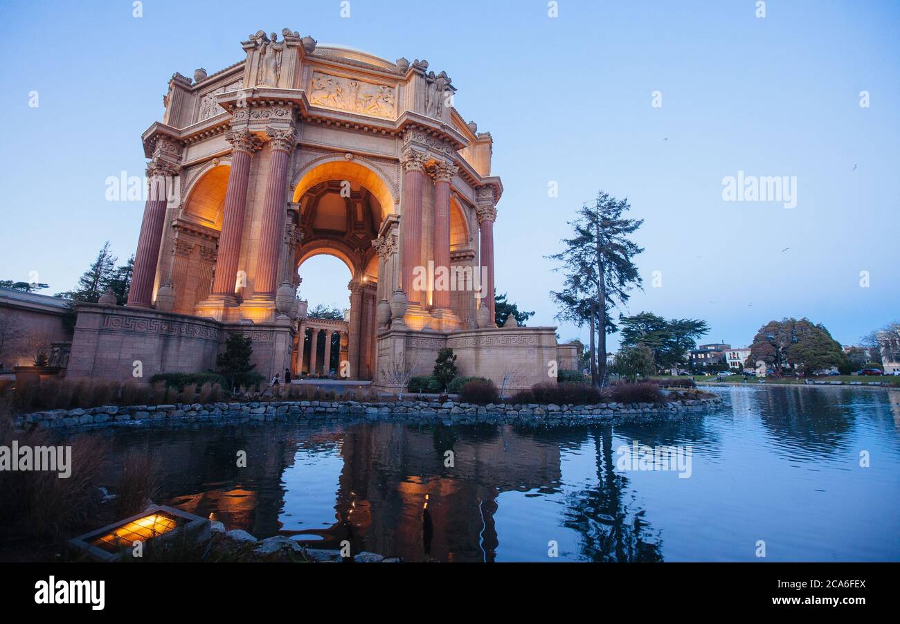 Palace of Fine Arts at Night Stock Photo