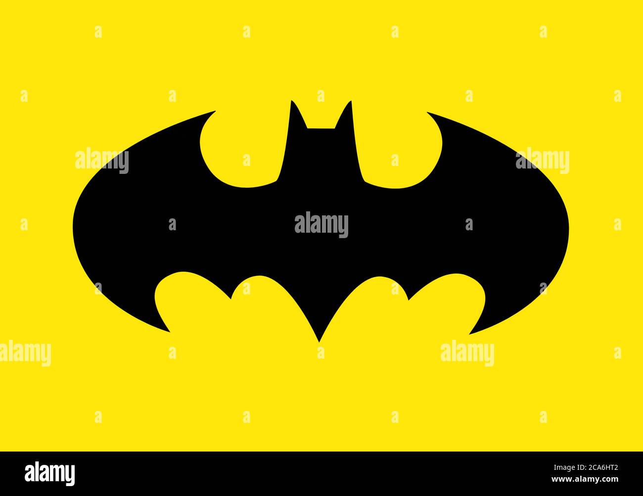 The famous Batman logo to celebrate the Batmans 80th birthday Stock Photo