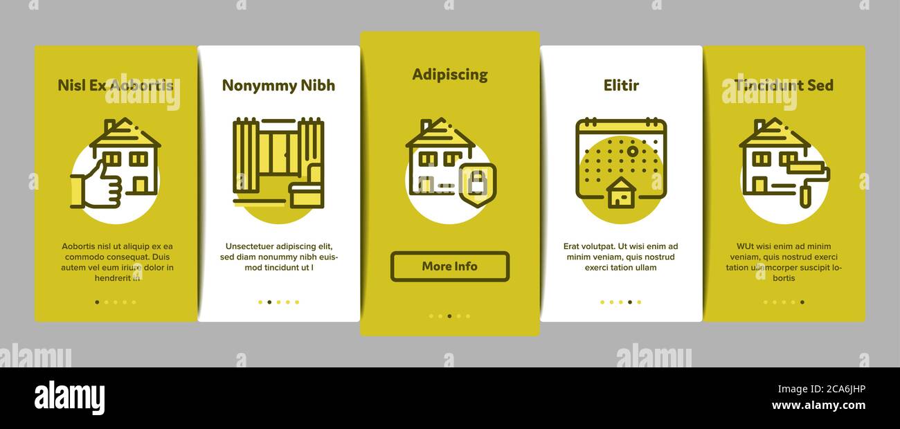 Apartment Building Onboarding Elements Icons Set Vector Stock Vector