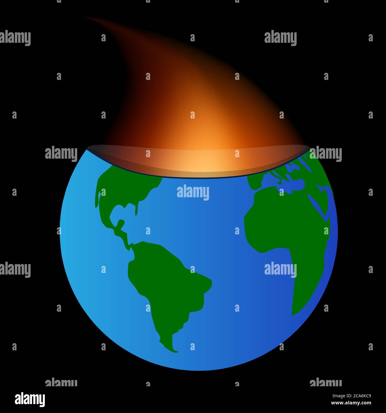Fire coming from within the core of the planet earth. Stock Vector