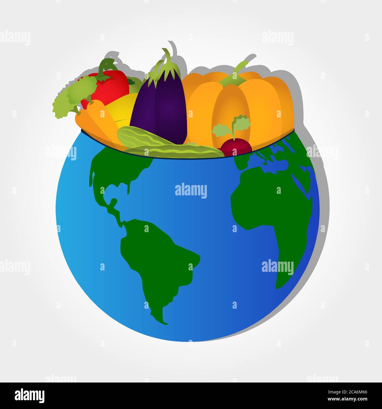 Vegetables on the planet like a bowl. Stock Vector
