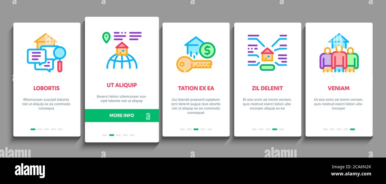 Apartment Building Onboarding Elements Icons Set Vector Stock Vector