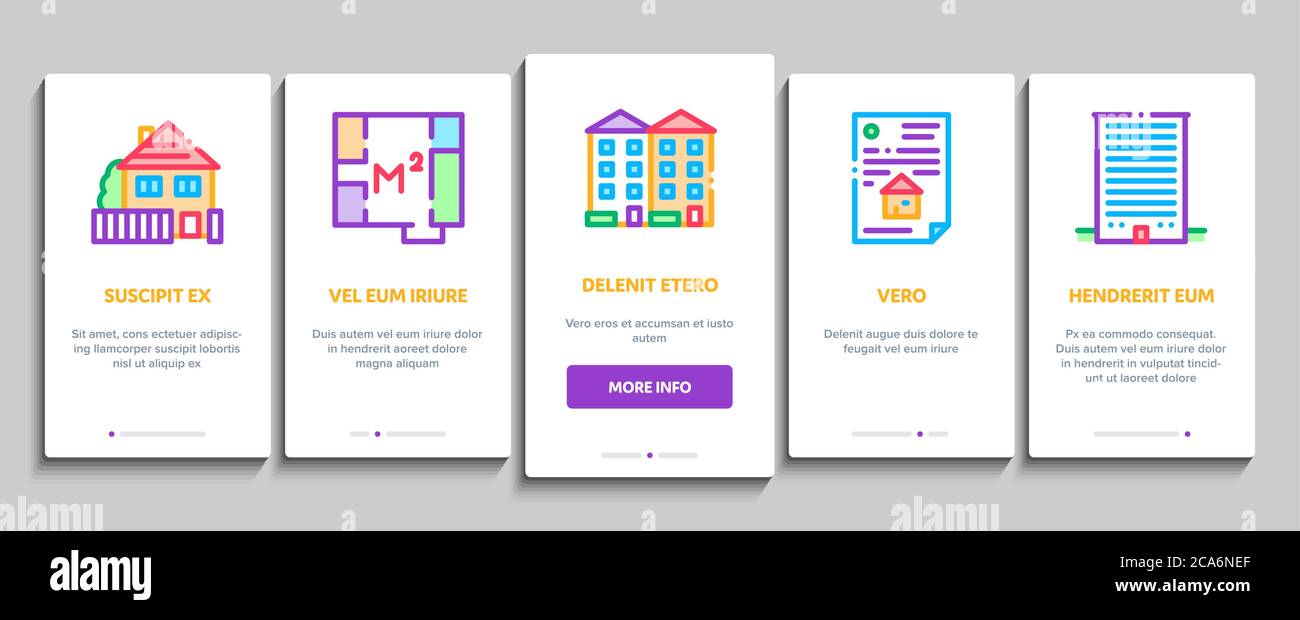 Apartment Building Onboarding Elements Icons Set Vector Stock Vector
