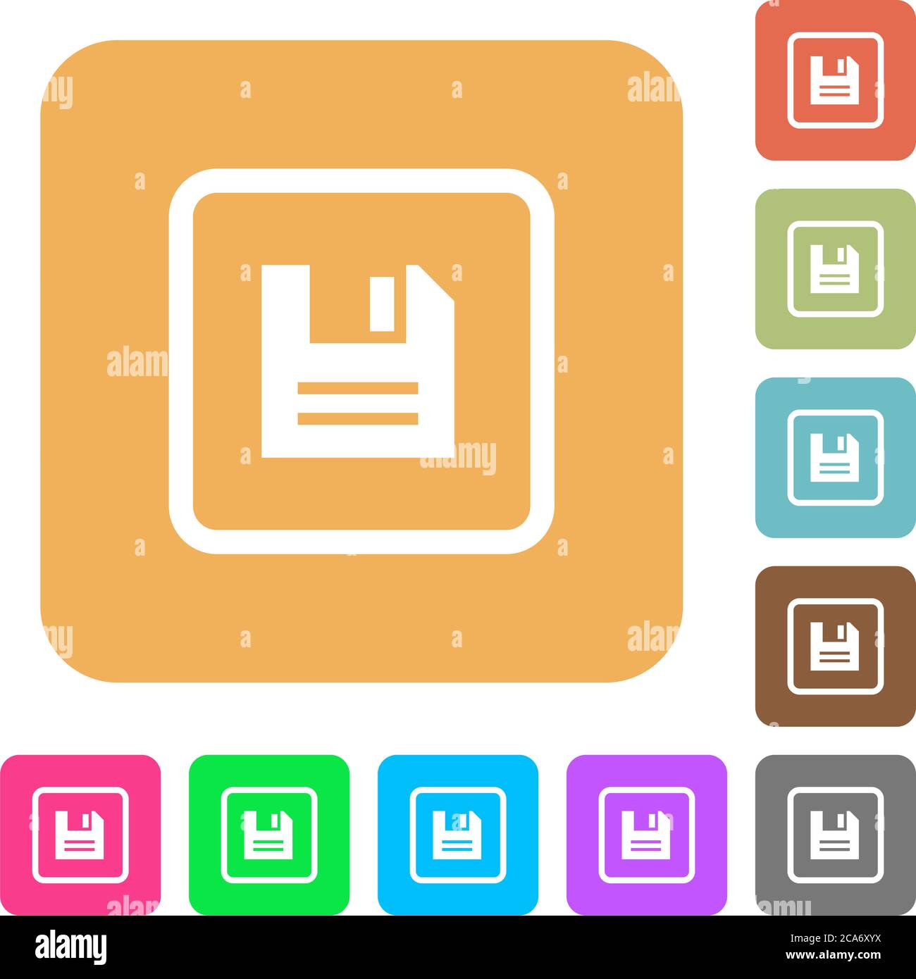 Save object flat icons on rounded square vivid color backgrounds Stock ...