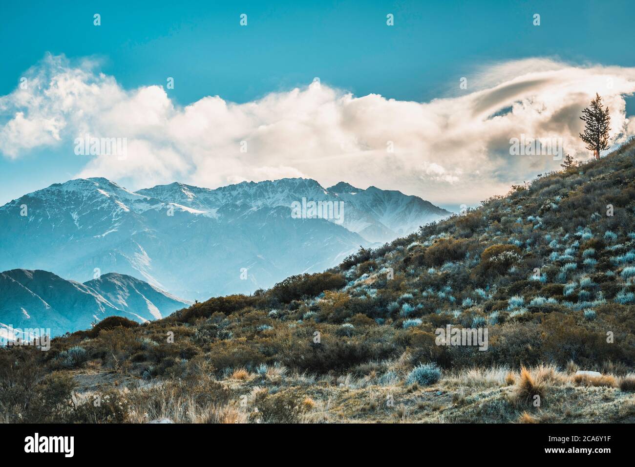 view of the andean mountain range nevada in mendoza argentina Stock Photo