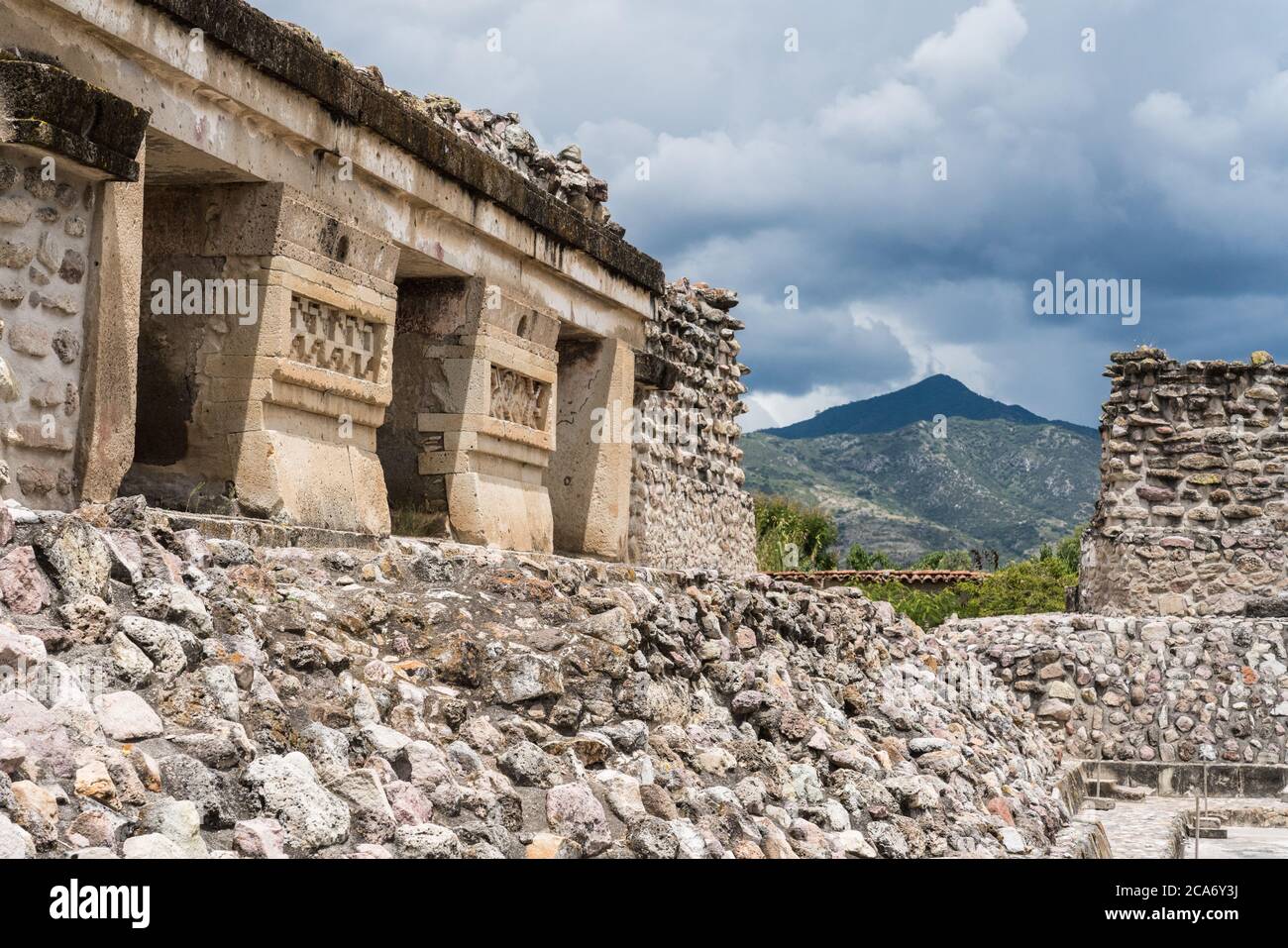 The ruins of Building 9 in Courtyard F in the Zapotec city of Mitla in