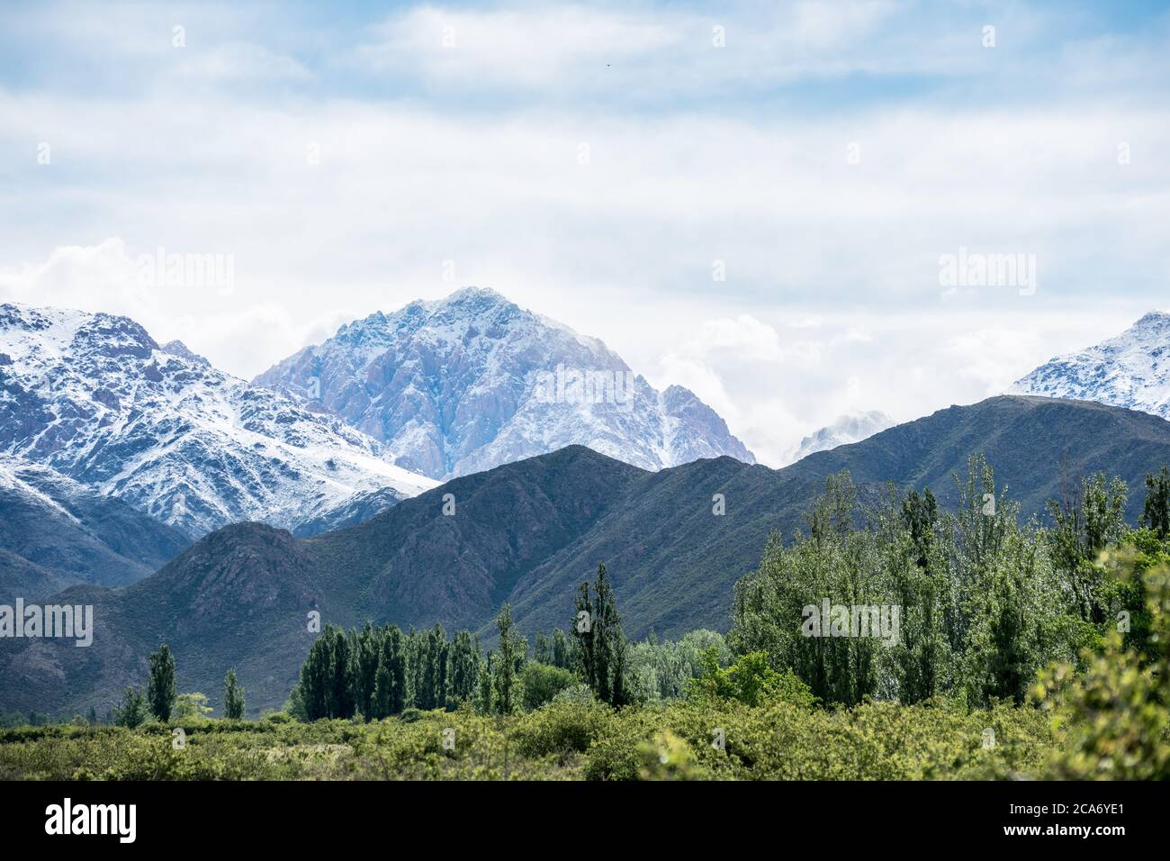 view of the andean mountain range nevada in mendoza argentina Stock Photo