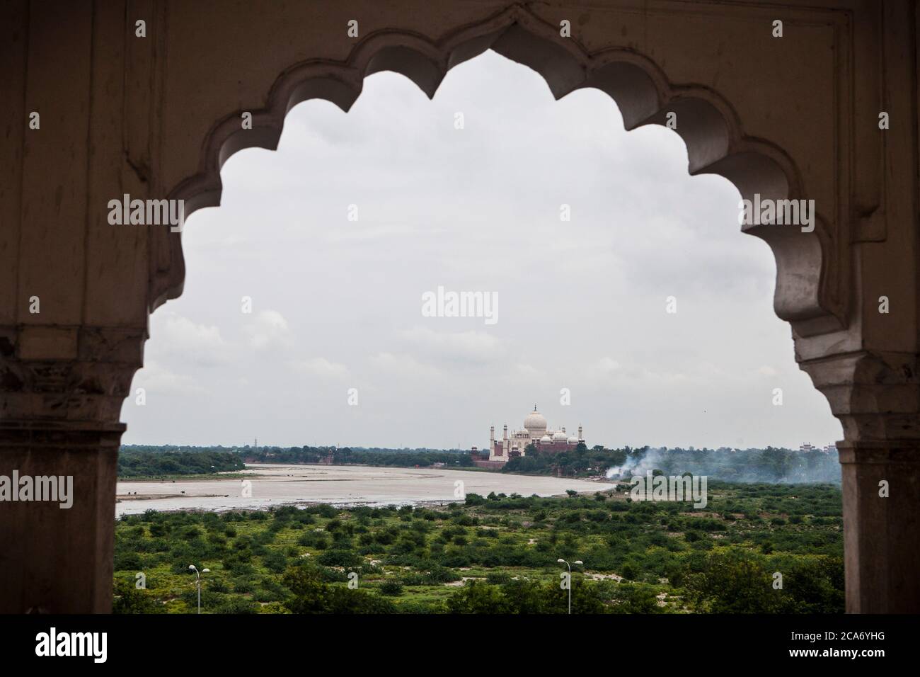 Taj mahal seen from agra fort hi-res stock photography and images