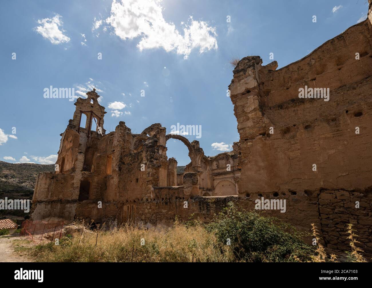Convent ruins in Las cuevas de CaÃ±art, Maestrazgo of Teruel Stock Photo