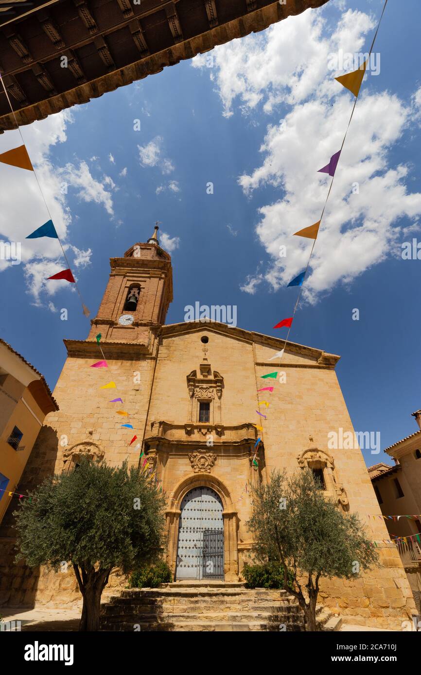 Viewof the main facade of Saint Peter church in Las cuevas de Ca Stock Photo