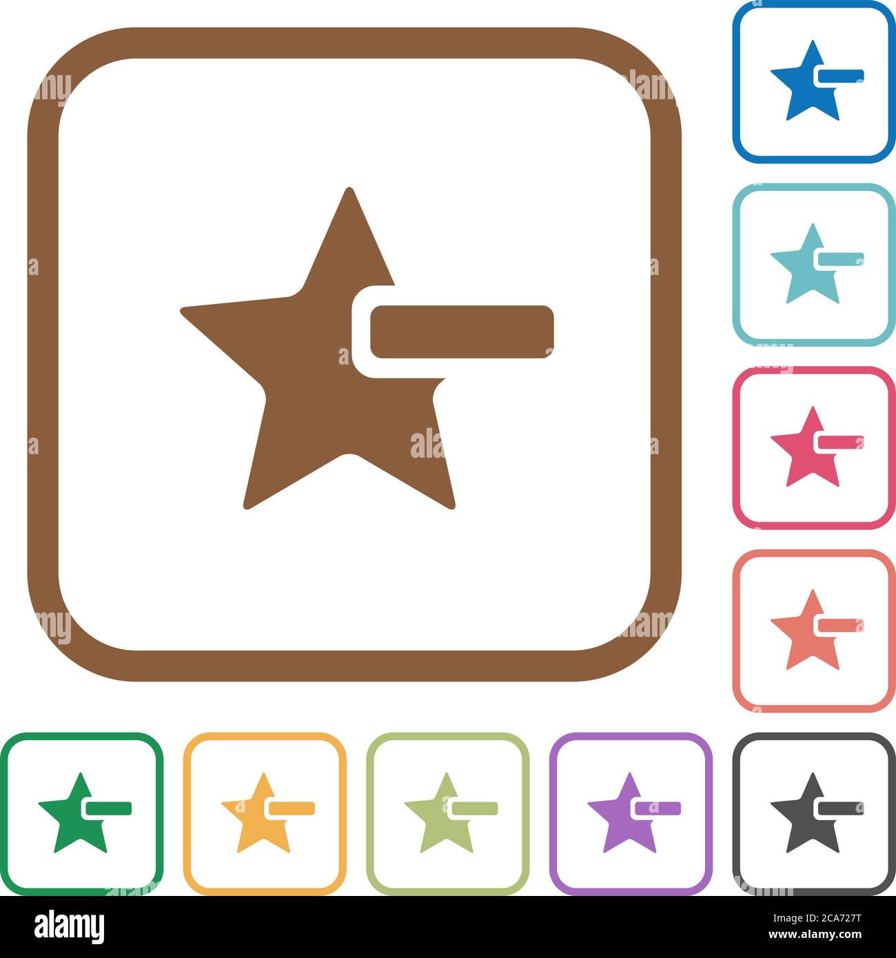 Remove star simple icons in color rounded square frames on white ...