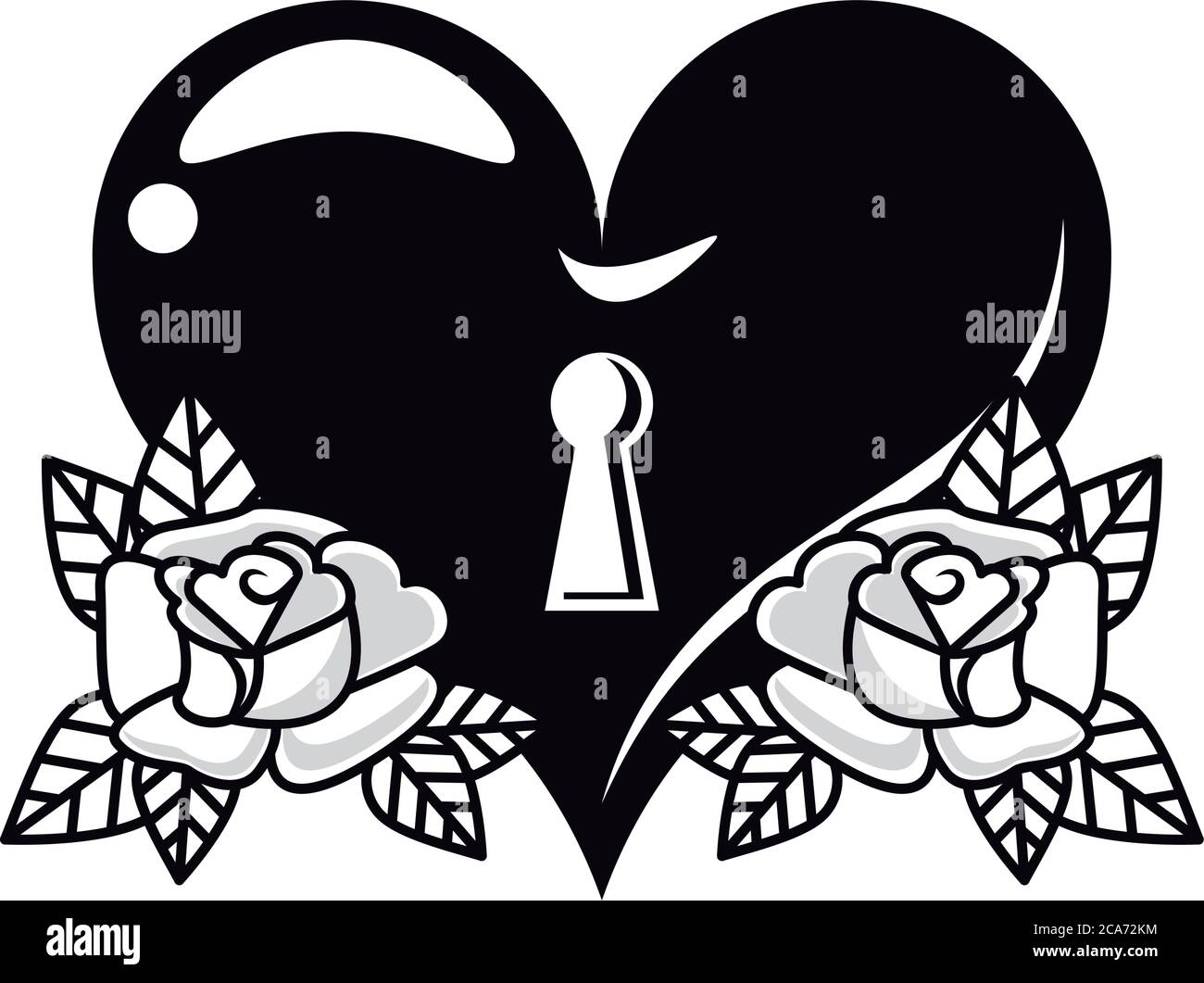 beautiful heart with roses flowers tattoo icons vector illustration ...