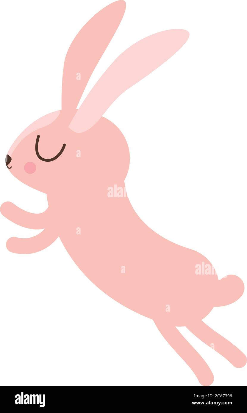 Pink Rabbit Jumping Cute pink rabbit cartoon jumping design, Animal zoo life nature and ...