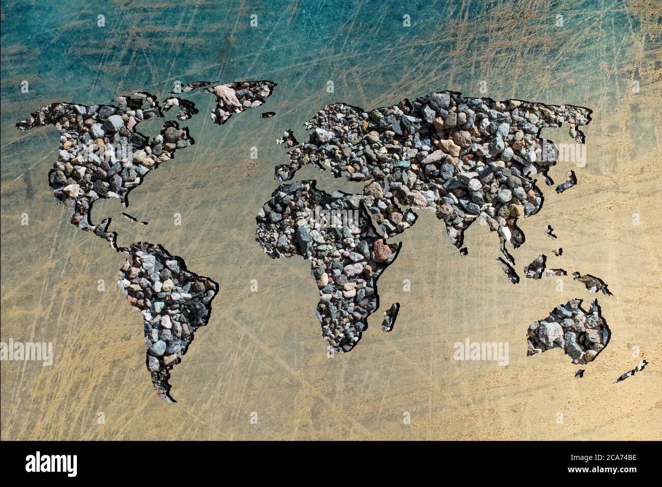 Roughly outlined world map with white background Stock Photo