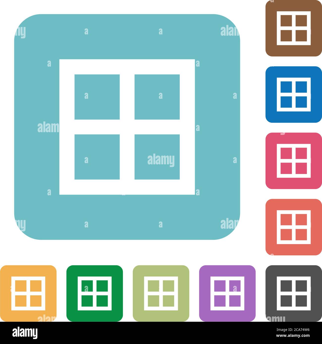 All borders white flat icons on color rounded square backgrounds Stock Vector