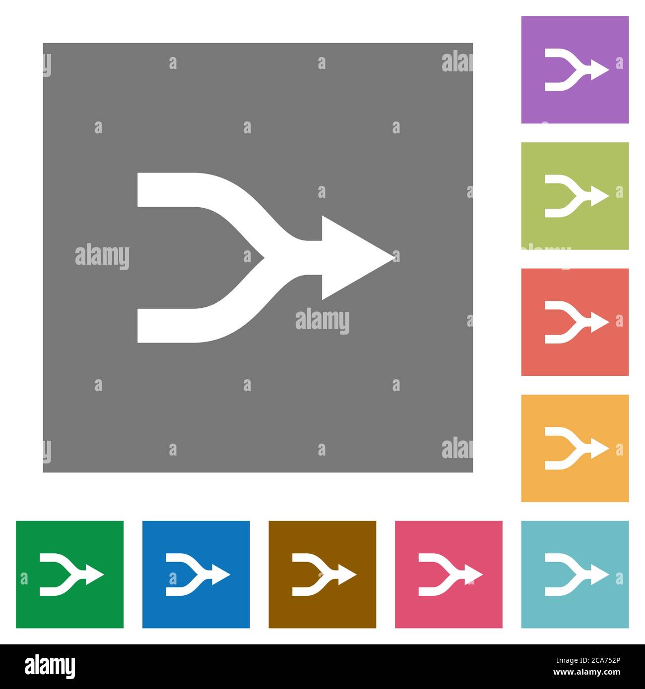 Merge arrows flat icons on simple color square backgrounds Stock Vector ...