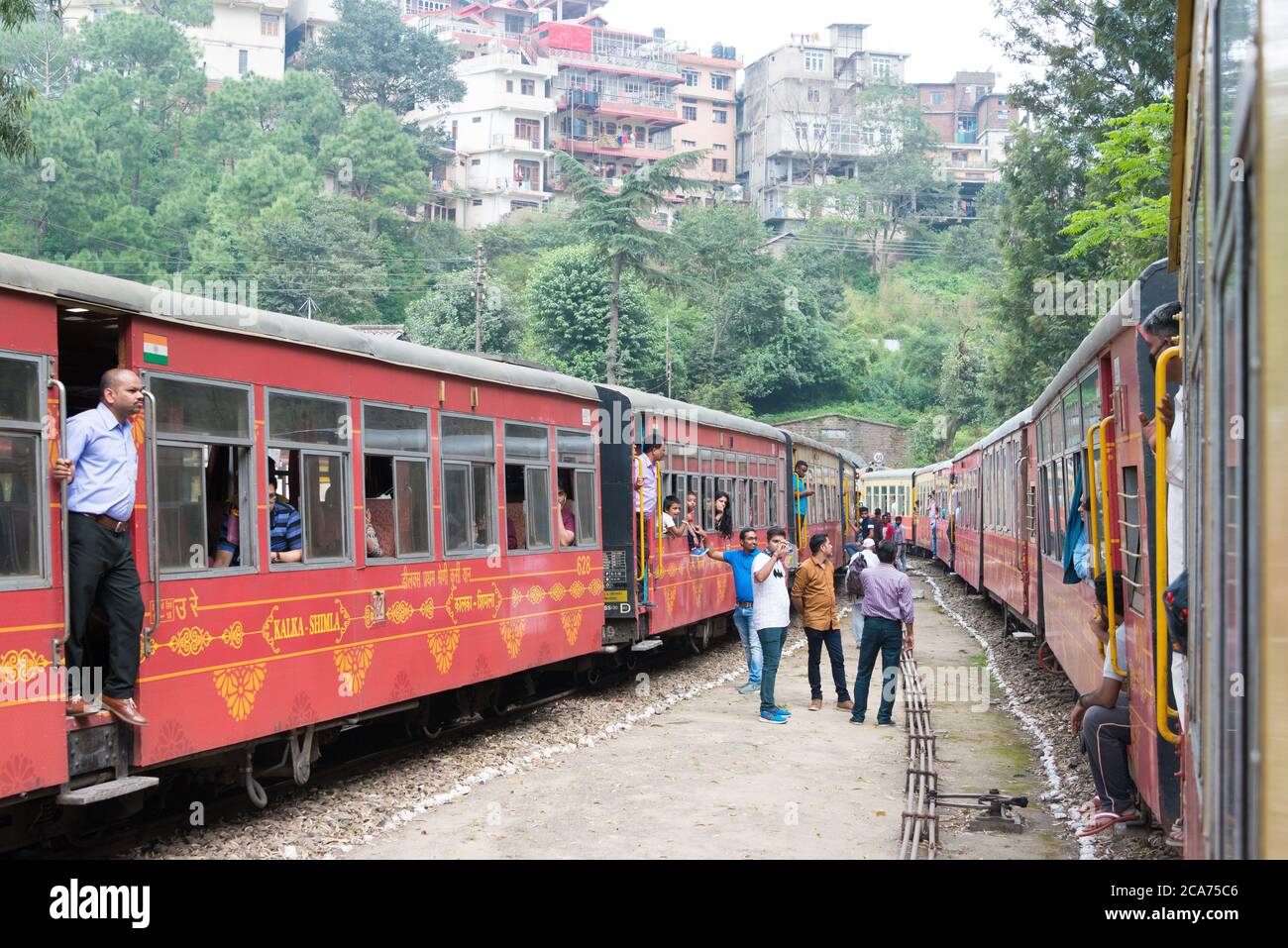 Shimla, India - Kalka-Shimla railway in Kalka, Himachal Pradesh, India. It is part of UNESCO World Heritage Site. Stock Photo