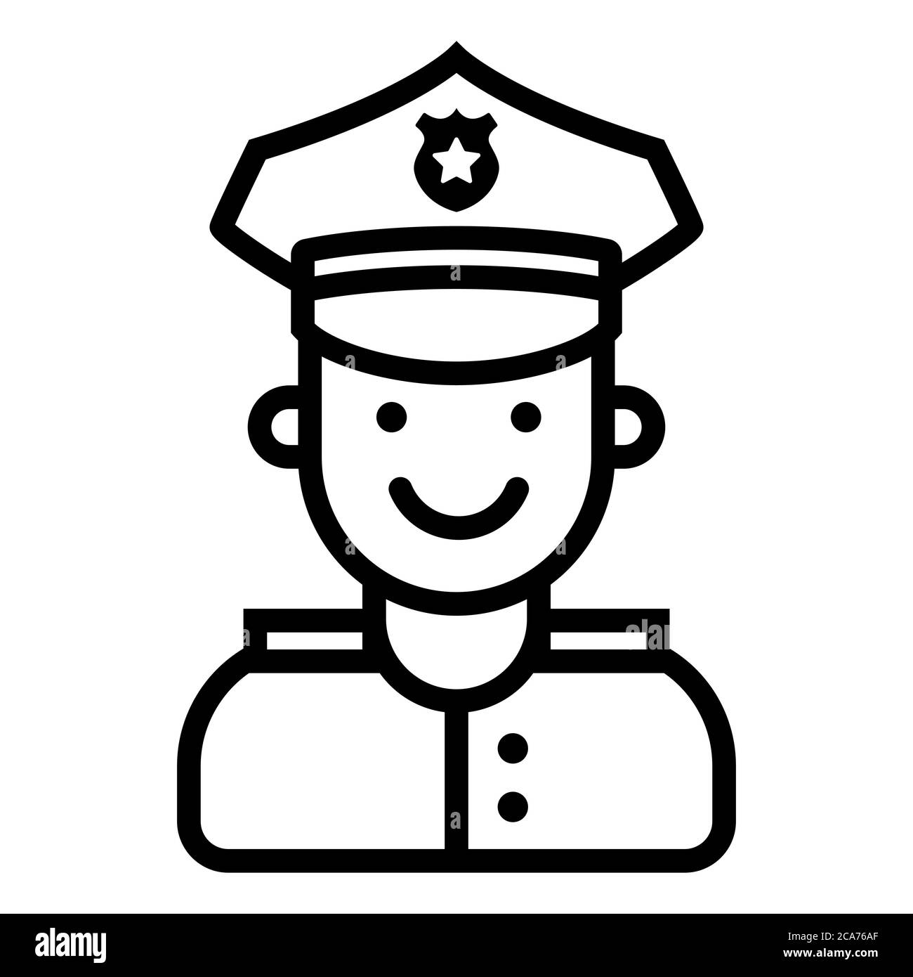 icon of a smiling police officer on a white background. flat vector illustration Stock Vector