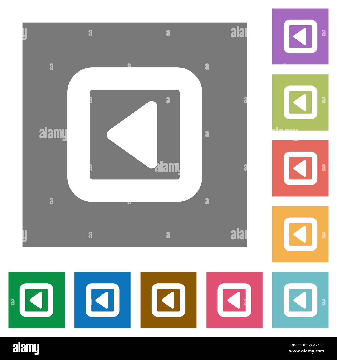 Toggle left flat icons on simple color square backgrounds Stock Vector