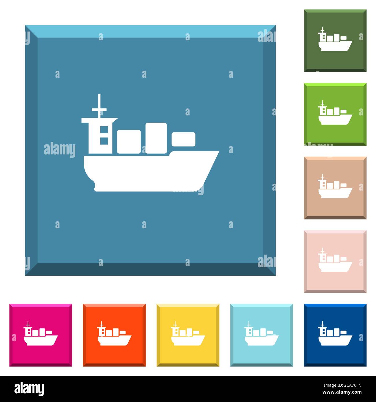 Sea transport white icons on edged square buttons in various trendy ...