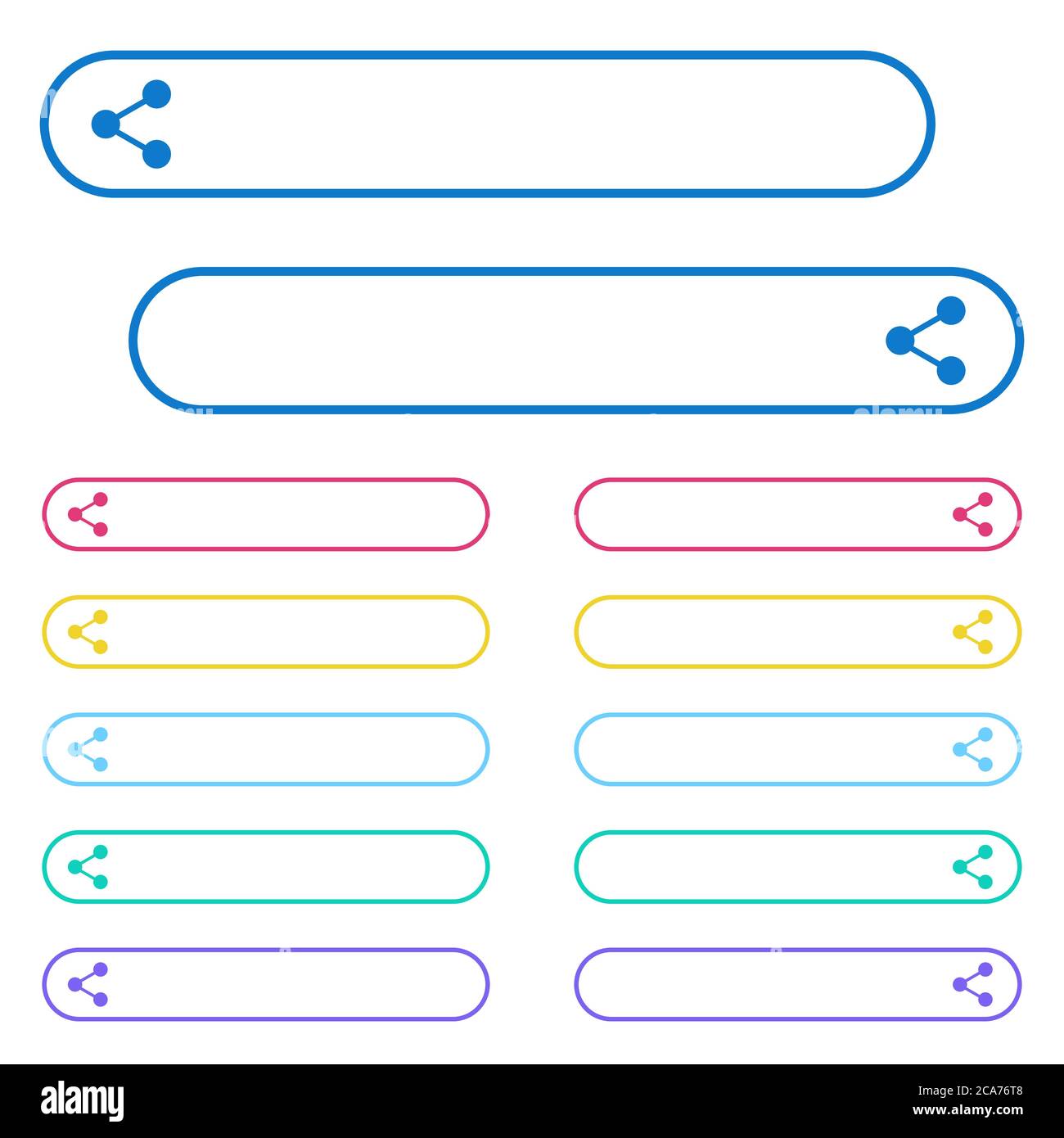 Share icons in rounded color menu buttons. Left and right side icon ...