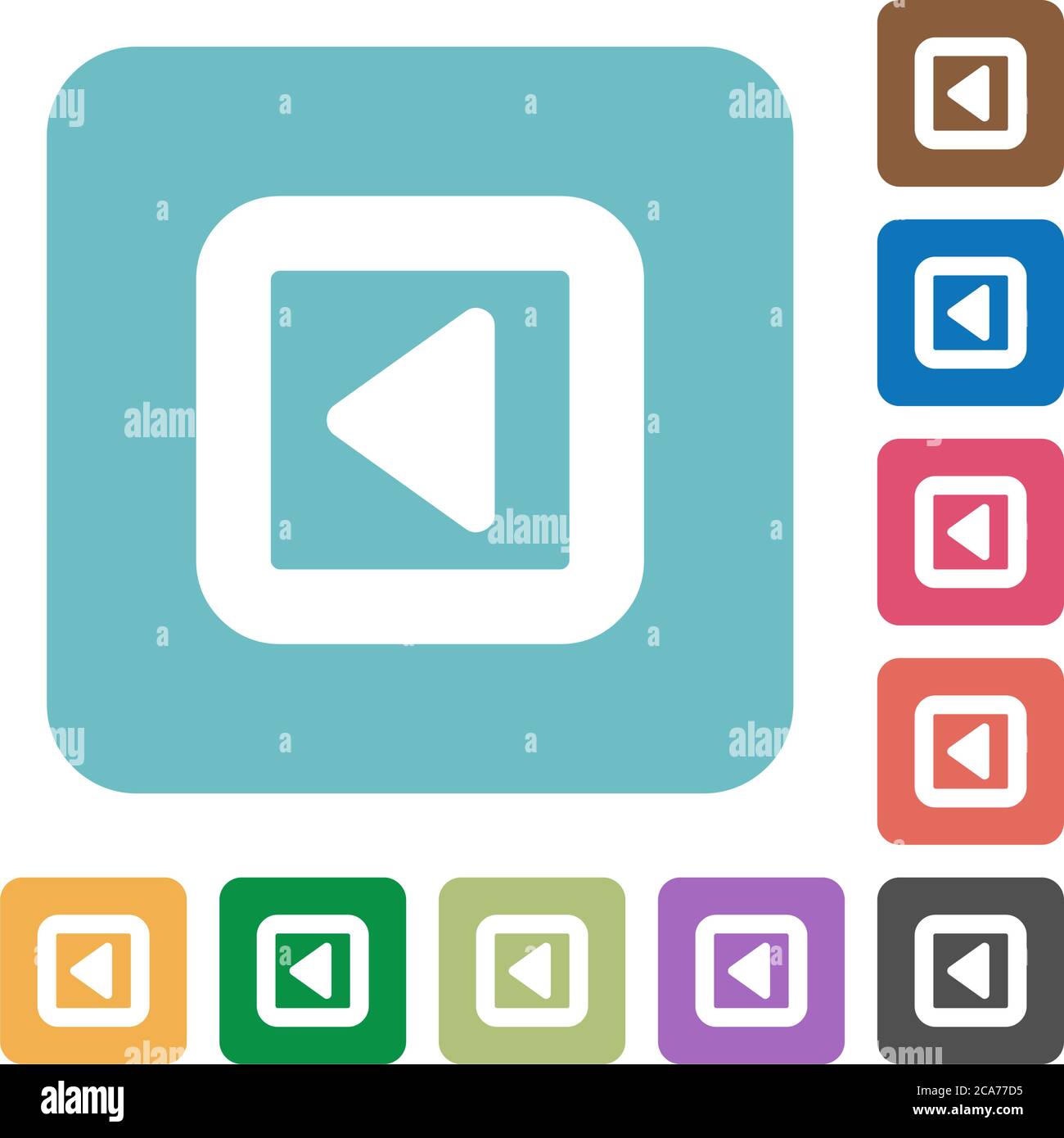 Toggle left white flat icons on color rounded square backgrounds Stock Vector
