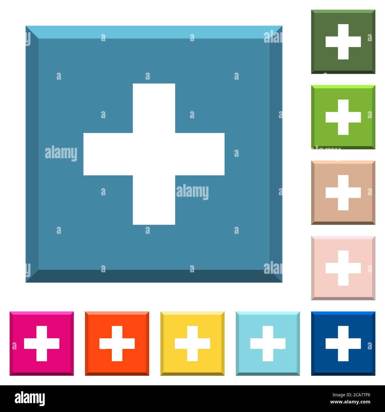 Add new item white icons on edged square buttons in various trendy ...