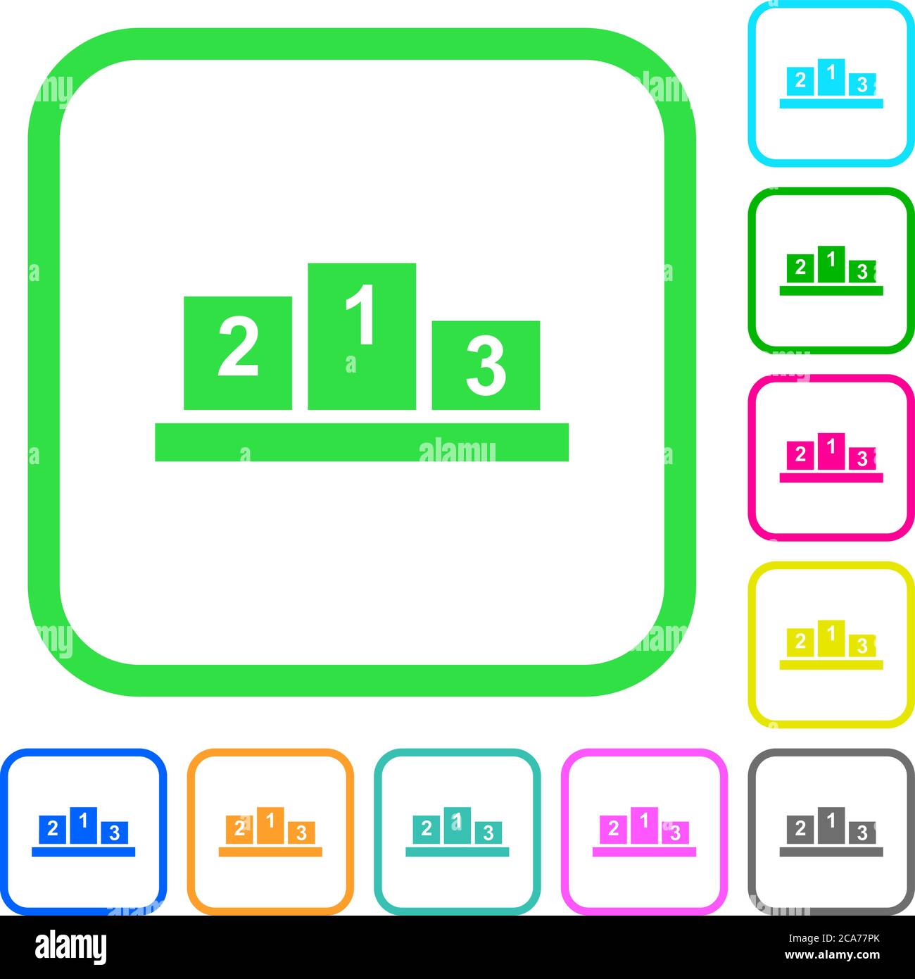 Winners podium with inside numbers vivid colored flat icons in curved ...