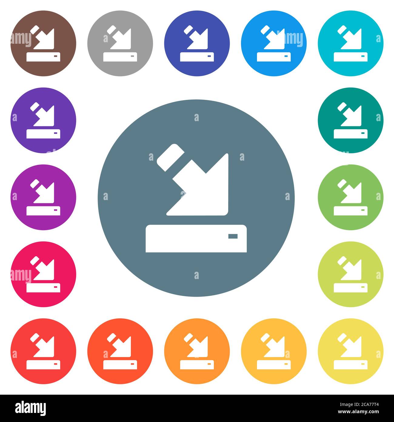 Import to device flat white icons on round color backgrounds. 17 ...