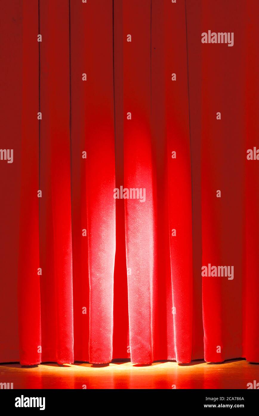 Red theater curtain Stock Photo