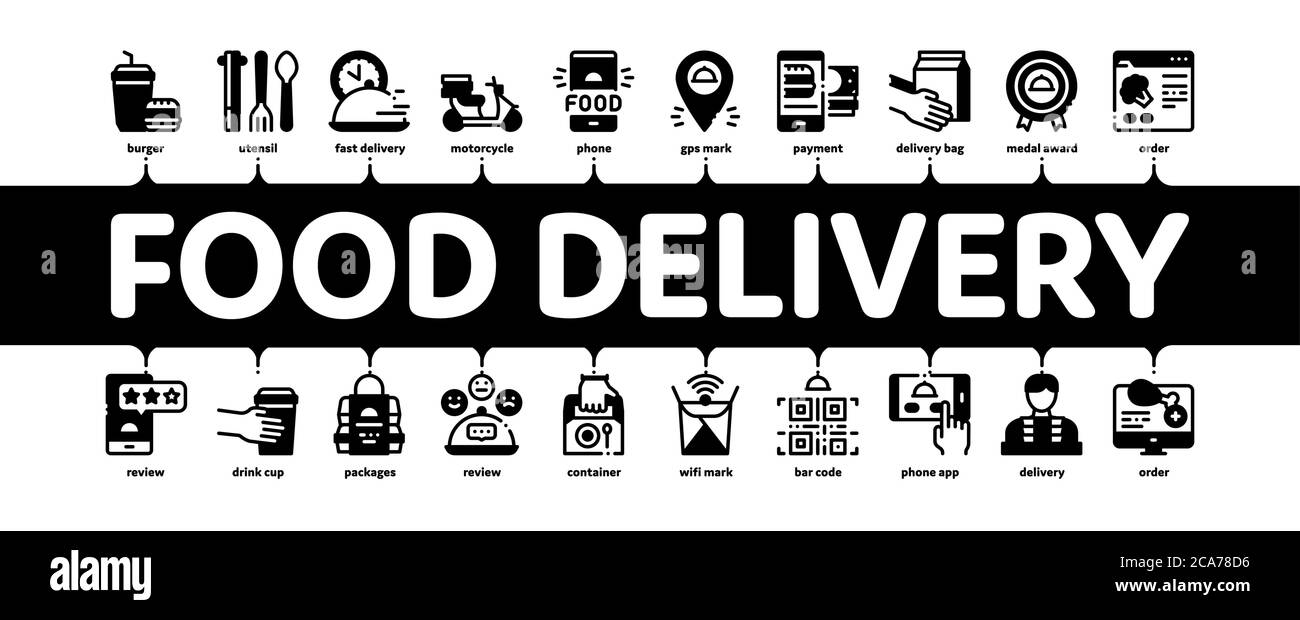 Food Delivery Service Minimal Infographic Banner Vector Stock Vector Image & Art Alamy