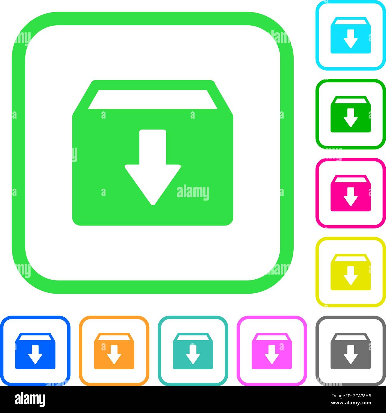 Archive vivid colored flat icons in curved borders on white background ...