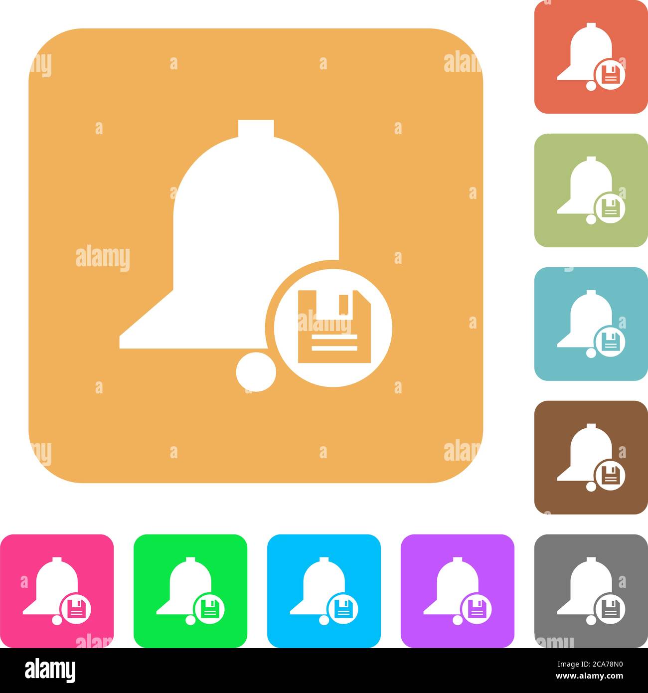 Save reminder flat icons on rounded square vivid color backgrounds ...