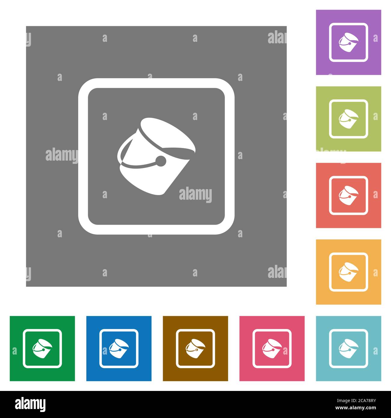 Fill object flat icons on simple color square backgrounds Stock Vector
