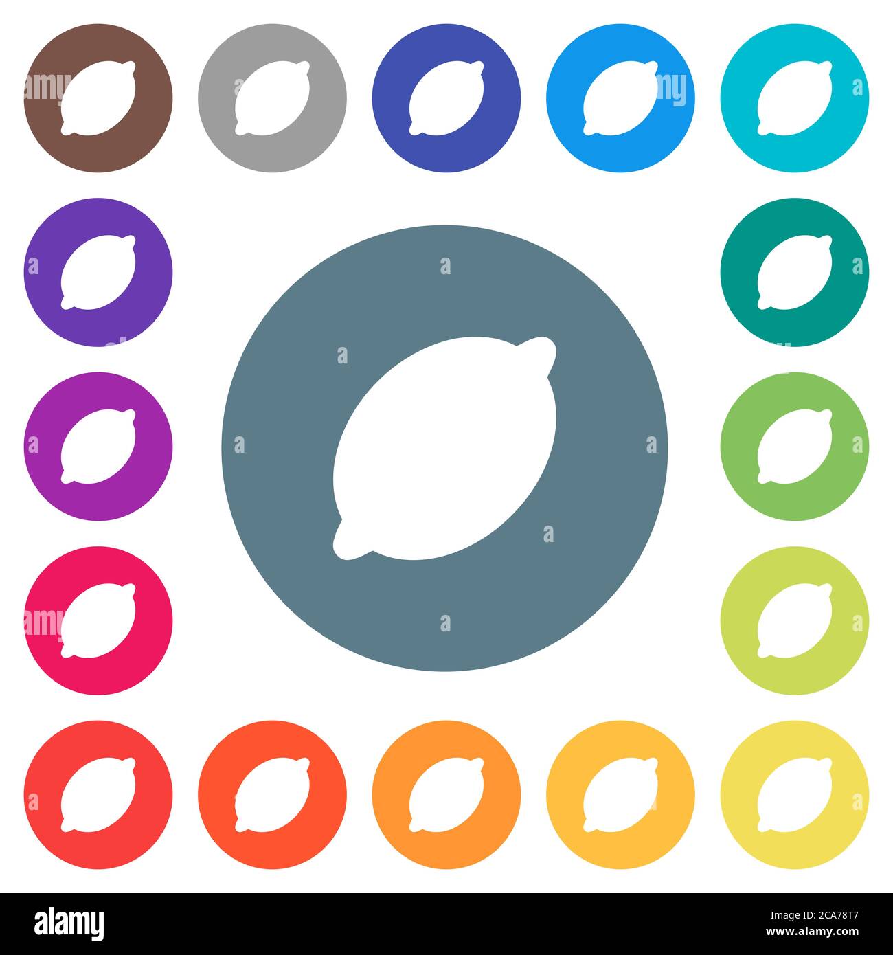 Single lemon flat white icons on round color backgrounds. 17 background ...