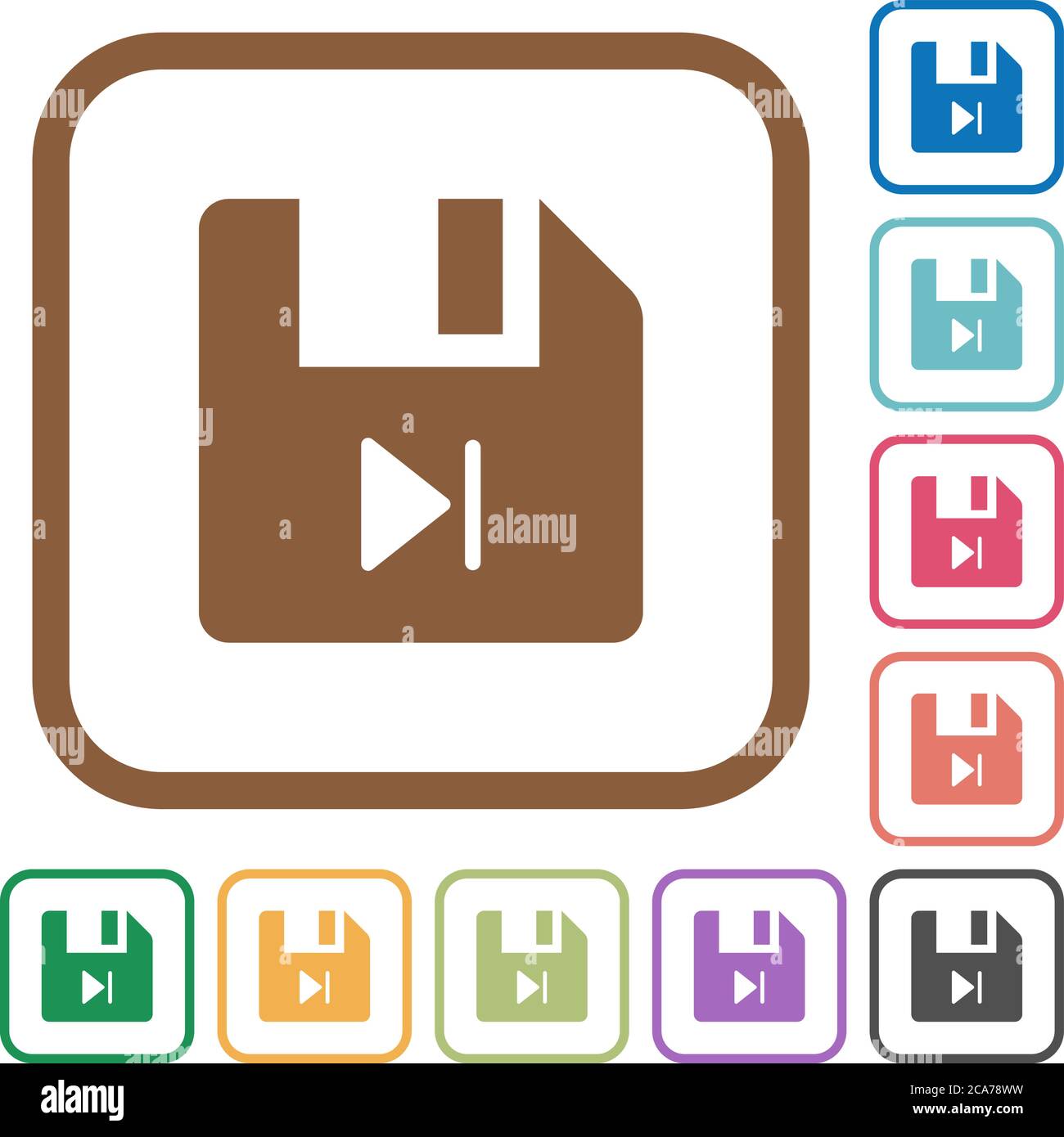File next simple icons in color rounded square frames on white ...