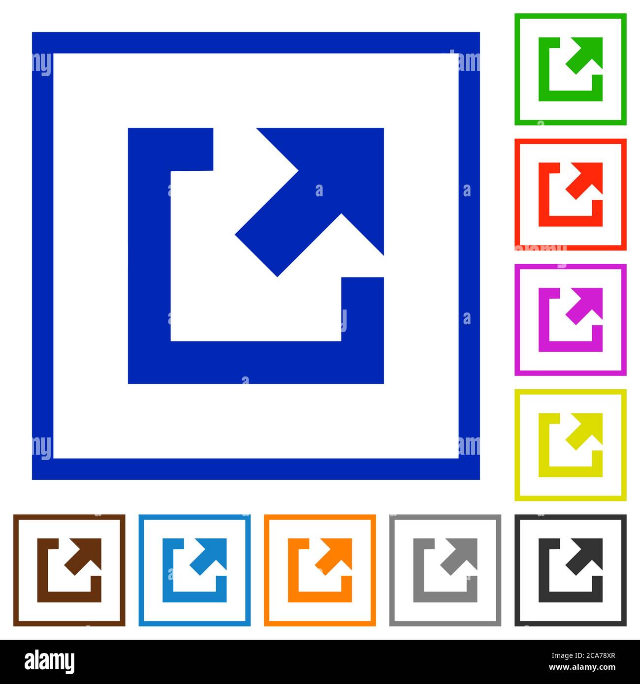 External link flat color icons in square frames on white background Stock Vector