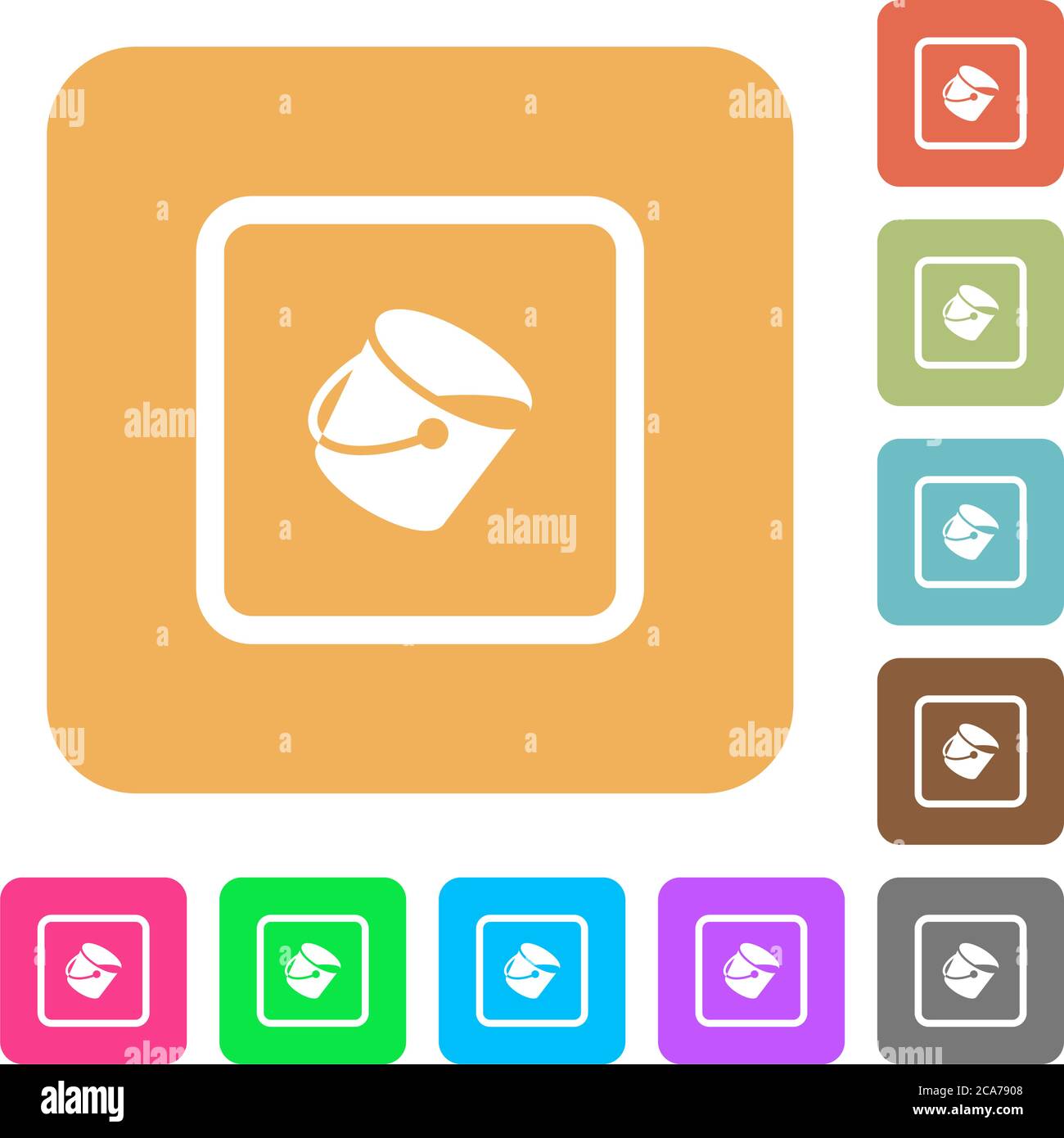 Fill object flat icons on rounded square vivid color backgrounds. Stock Vector