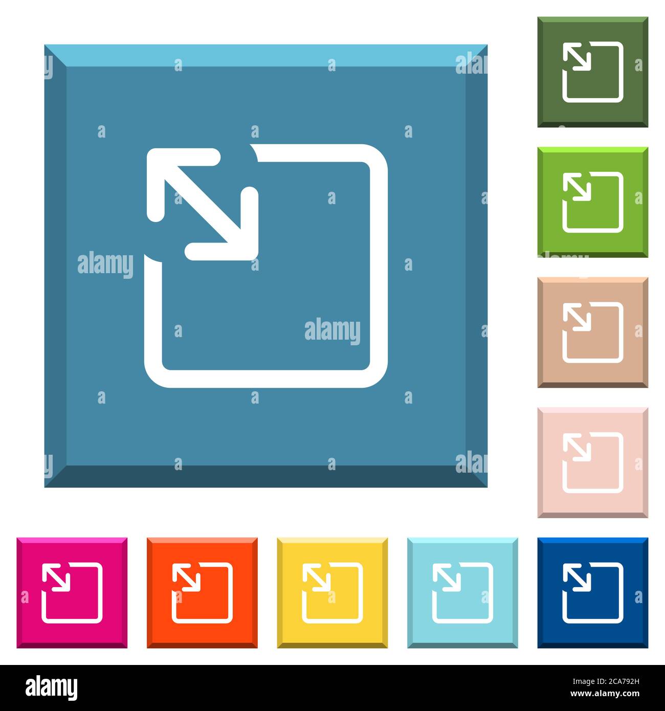 Resize object white icons on edged square buttons in various trendy ...