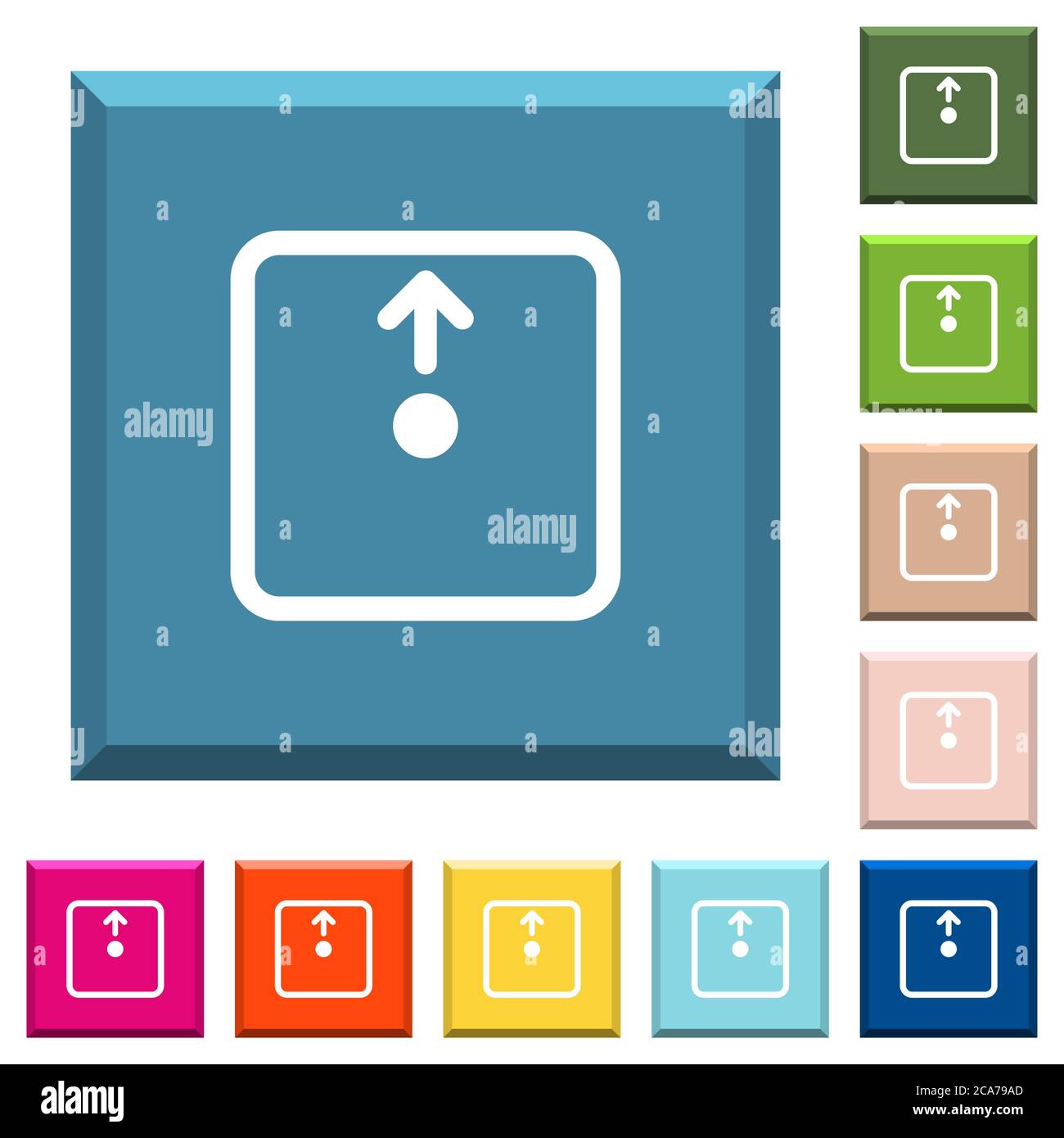 Move object up white icons on edged square buttons in various trendy ...