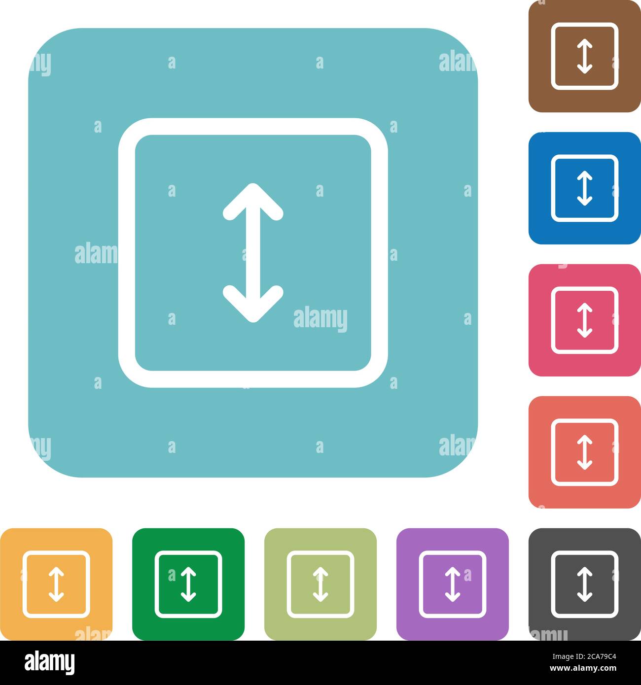 Adjust object height white flat icons on color rounded square backgrounds Stock Vector