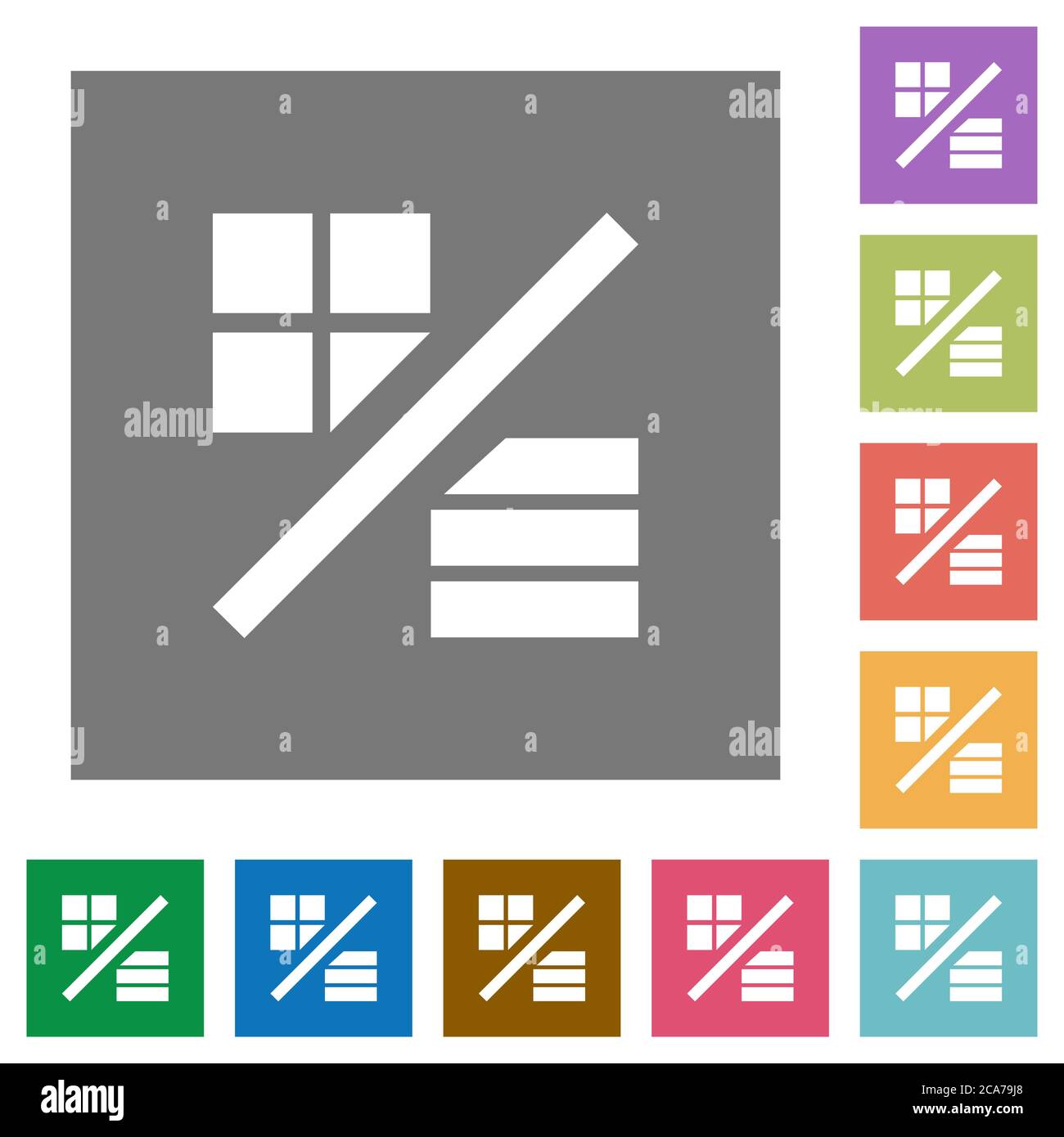 View mode flat icons on simple color square backgrounds Stock Vector ...